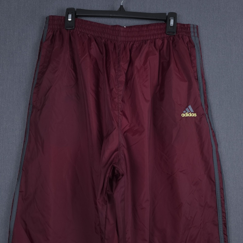 Vintage Adidas Tear Away Track Pants XXL Burgundy Lined Snap Button Breakaway